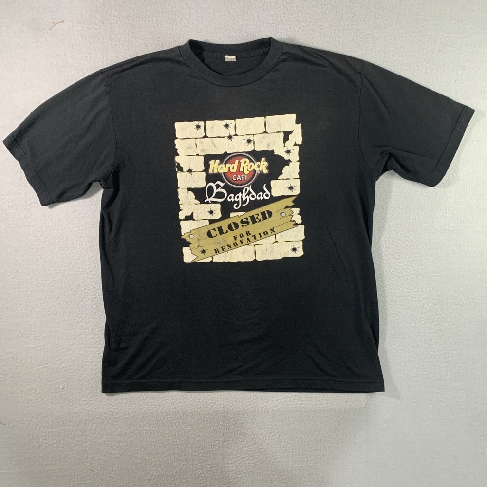 Vintage Hard Rock Cafe Baghdad Closed T-Shirt Black Cotton Large ( See descript)